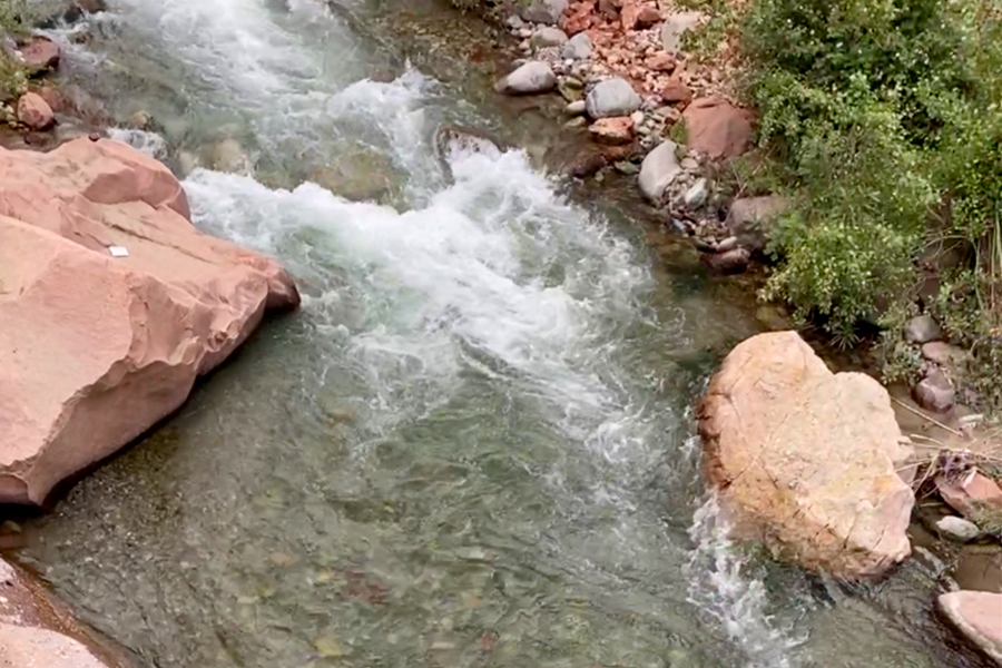 Small river in the Atlas mountains in Morocco