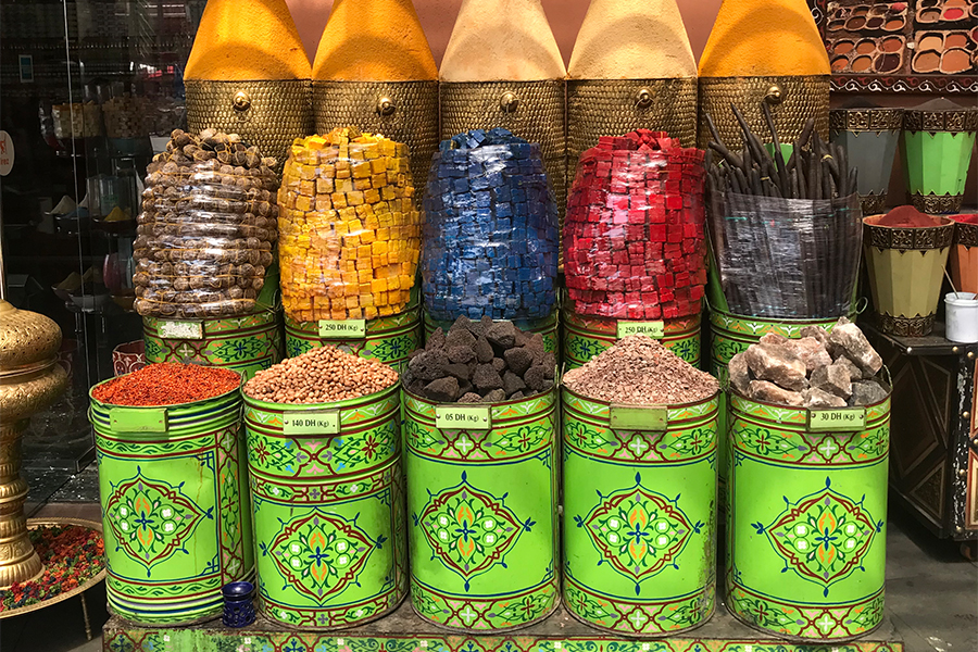 Spice shop at Souk in Marrakesh, Morocco